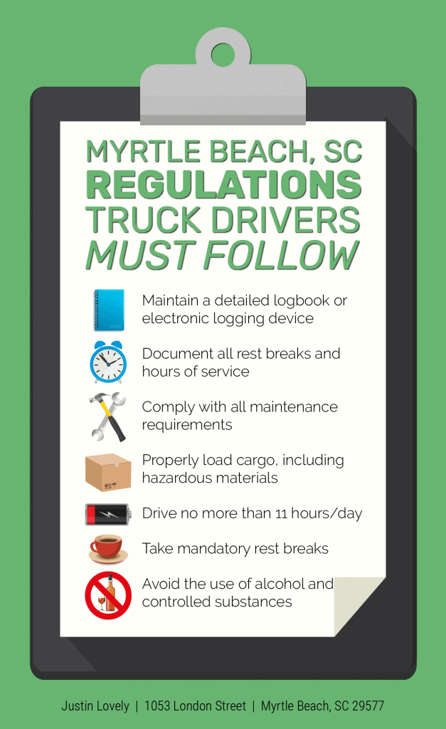 myrtle beach truck accident lawyer infographic - Regulations Truck Drivers Must Follow list
